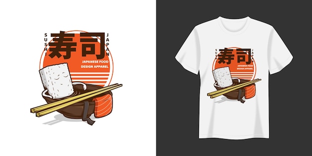 Ilustração vetorial de sushi de comida japonesa camiseta e design de impressão de vestuário