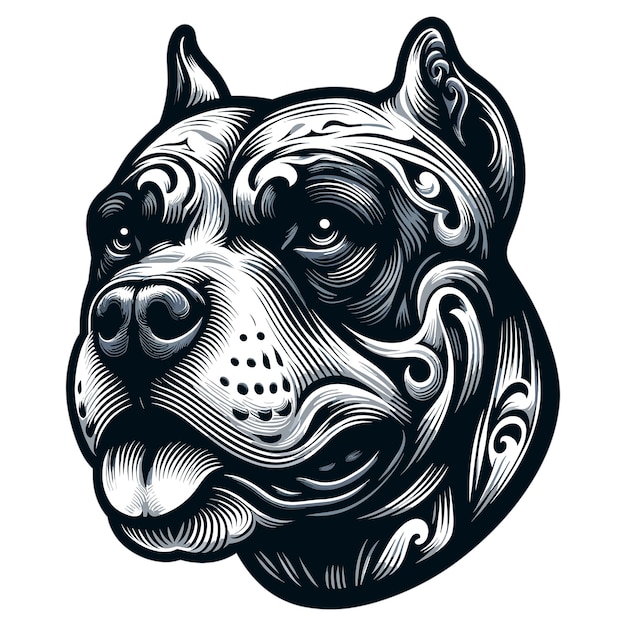 Vetor ilustração vetorial de tatuagem de cabeça de pitbull