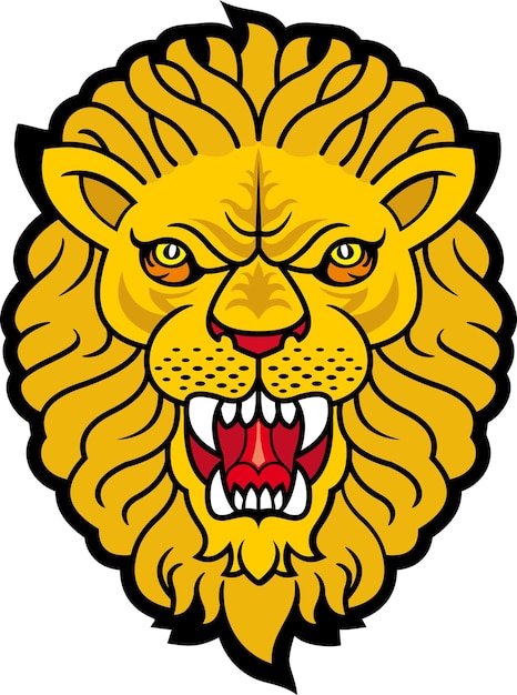 Ilustração vetorial de tatuagem de leão bravo rugindo