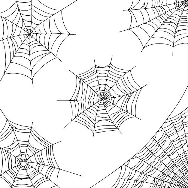 Ilustração vetorial de teia de aranha para decoração de halloween teia de aranha preta em fundo branco de canto