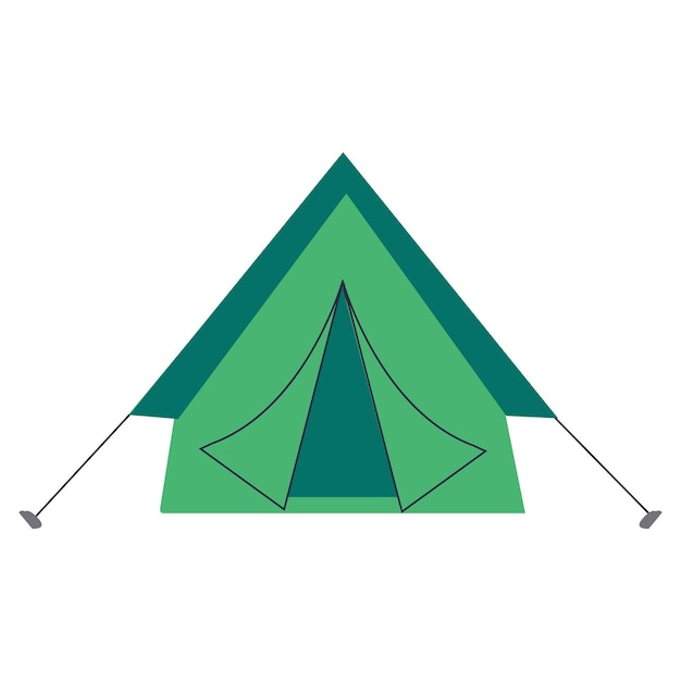 Ilustração vetorial de tenda de acampamento Ilustração plana de tenda verde Ilustração isolada ao ar livre Ilustração de caminhadas caça pesca tela Design de tenda turística sobre fundo branco