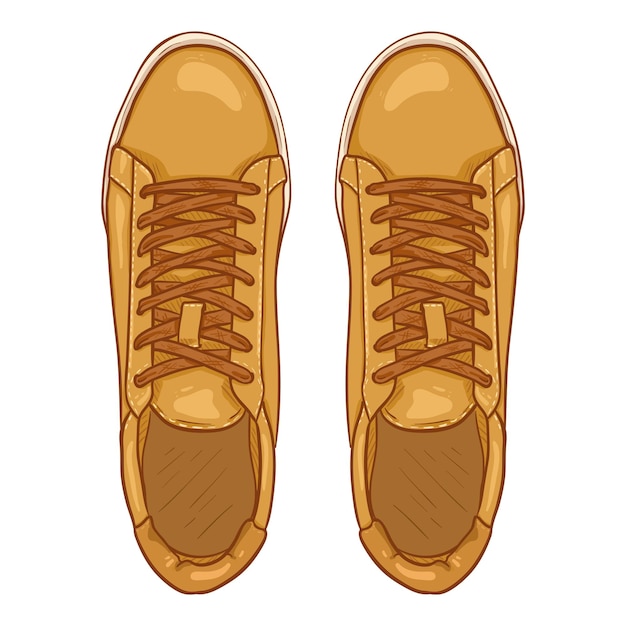 Vetor ilustração vetorial de tênis amarelo de desenho animado inteligente sapatos casuais