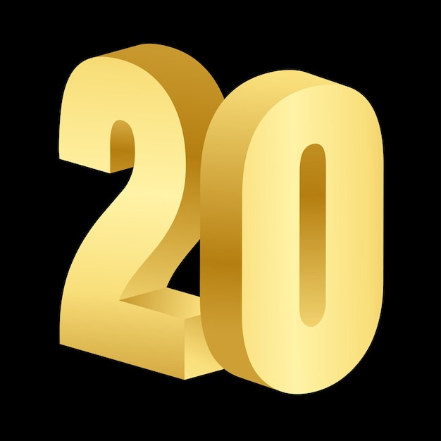 Ilustração vetorial de texto dourado em 20D