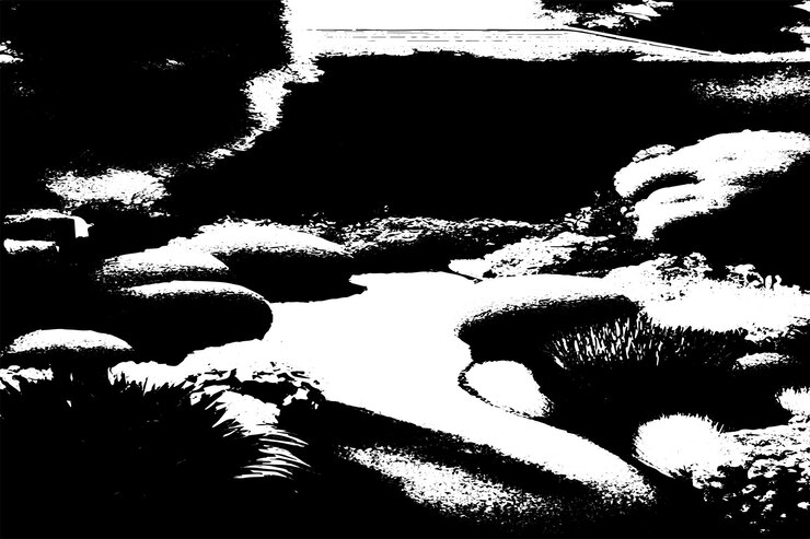 Vetor ilustração vetorial de textura preta do jardim real sobreposição monocromática de fundo grunge desestressado
