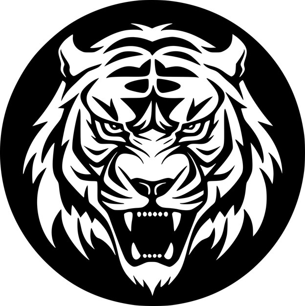 Vetor ilustração vetorial de tiger minimalist e flat logo