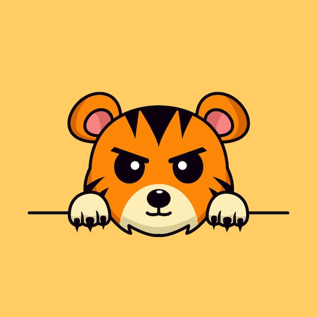 Ilustração vetorial de tigre e animal chibi