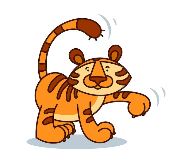 Ilustração vetorial de tigre engraçado e letras da palavra tigre em fundo branco