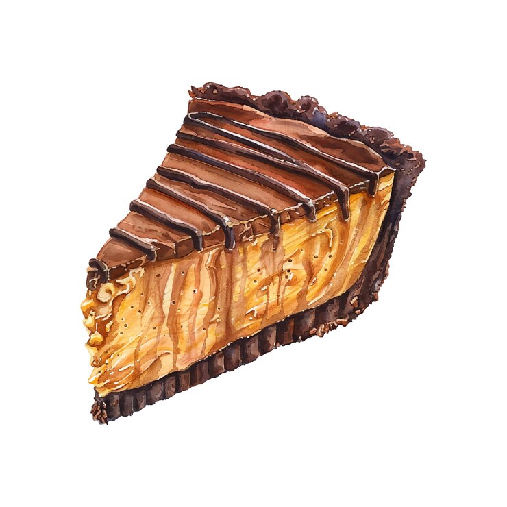 Vetor ilustração vetorial de torta de manteiga de amendoim de chocolate em estilo aquarela