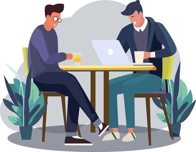 Ilustração vetorial de trabalhadores de escritório sentados em mesas em estilo de design plano