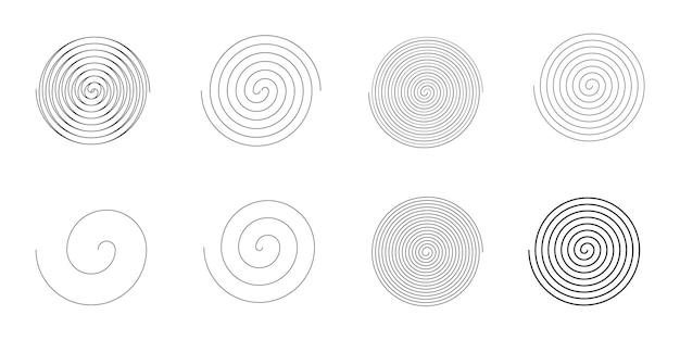 Vetor ilustração vetorial de trajetória de traço de traço editável de pacote de linhas espirais igualmente espaçadas