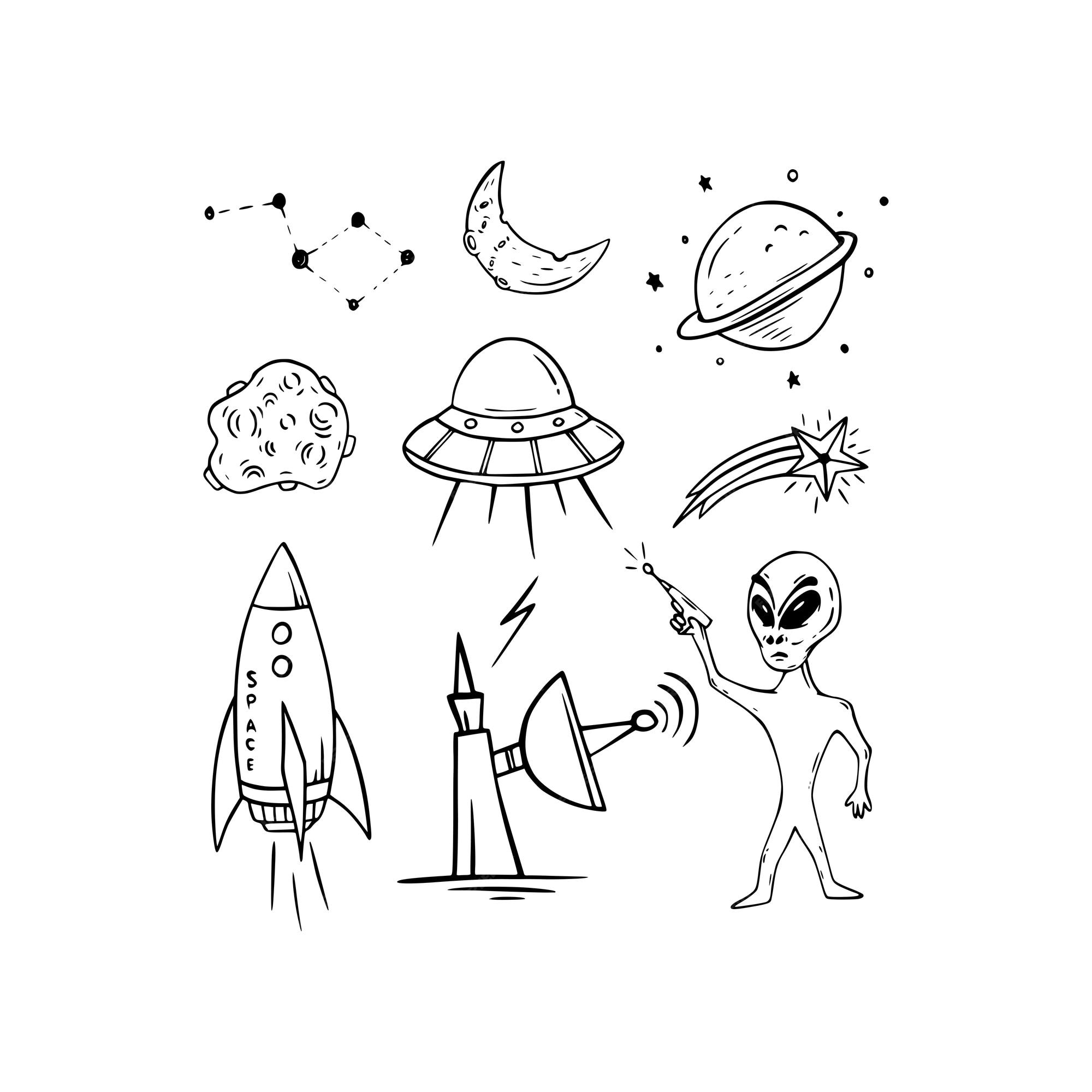 Padrão Uniforme De Ufo E Aliens. Desenho De Naves Espaciais Bonitas.  Ilustração Do Vetor De Desenho Desenhado à Mão Ilustração do Vetor -  Ilustração de desenhado, asteroide: 195787461