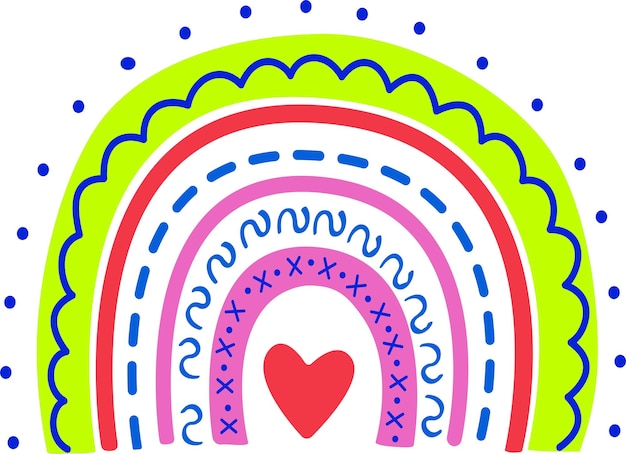Ilustração vetorial de um arco-íris em cores brilhantes Arco-íris listrado em cores neon Vetor simples