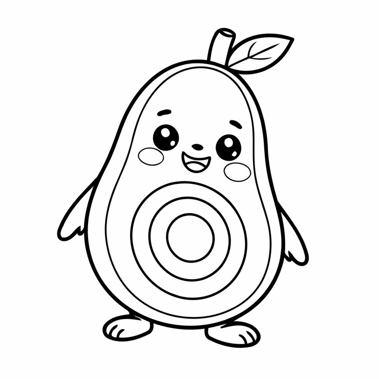 Vetor ilustração vetorial de um bonito avacado doodle para crianças pequenas página de coloração