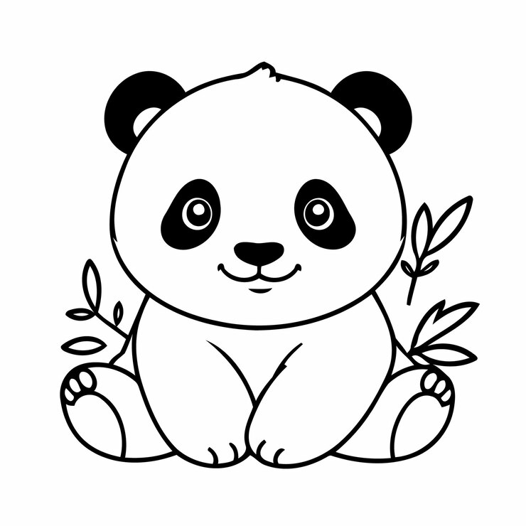 Vetor ilustração vetorial de um bonito desenho de panda para atividade de coloração de crianças