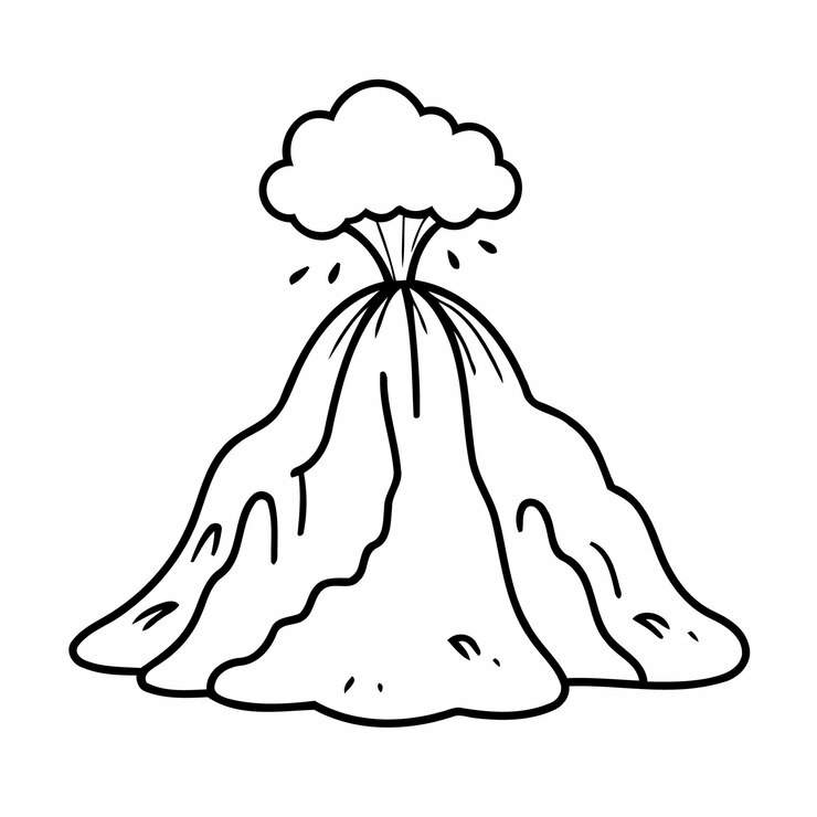 Vetor ilustração vetorial de um bonito desenho de vulcão para crianças atividade de coloração