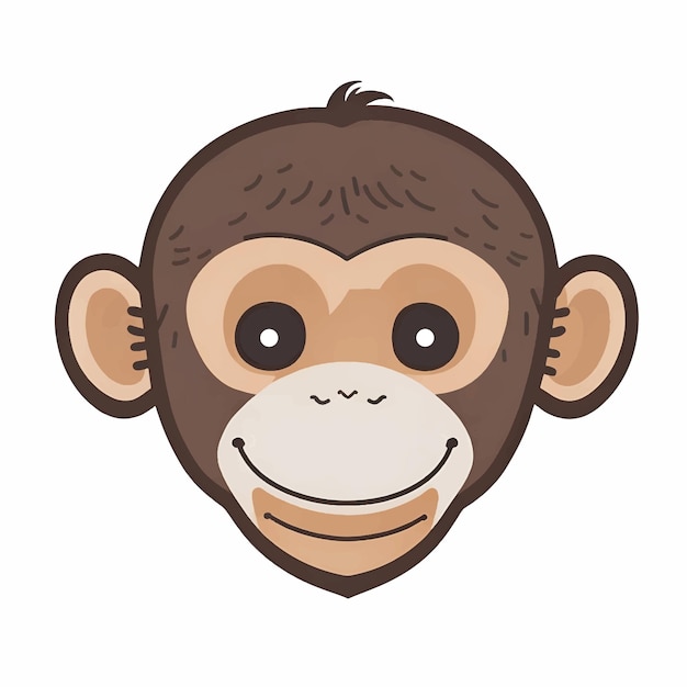 Vetor ilustração vetorial de um bonito macaco de desenho animado estilo kawaii cara de animal ícone de personagem de bebê