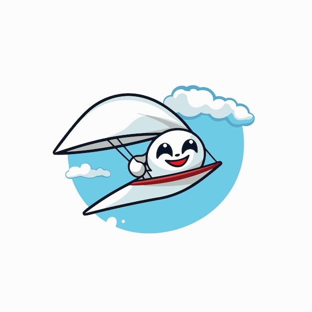 Vetor ilustração vetorial de um bonito windsurfista kawaii no céu