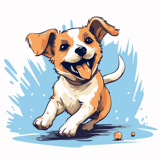 Vetor ilustração vetorial de um cão bonito jack russell terrier em fundo branco