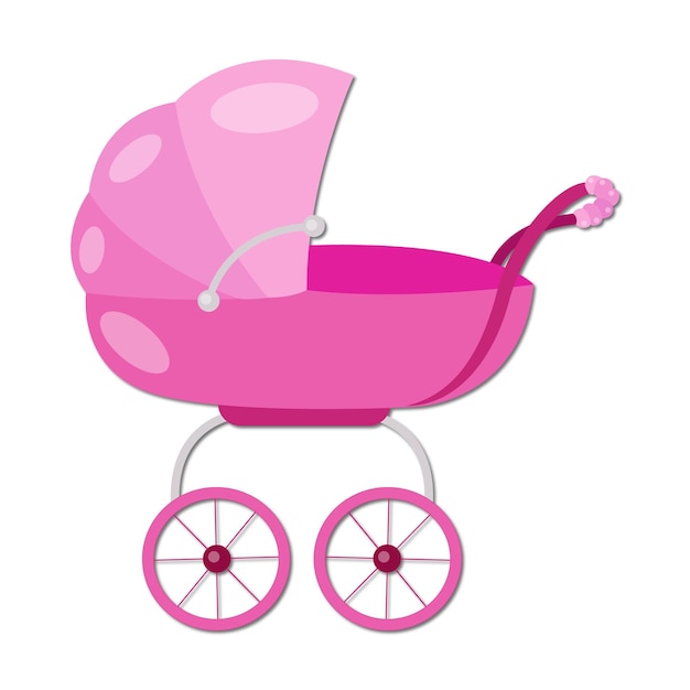 Vetor ilustração vetorial de um carrinho de bebê para uma menina