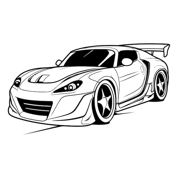 Ilustração vetorial de um carro esportivo em fundo branco elemento de design para logotipo, rótulo, emblema e cartaz
