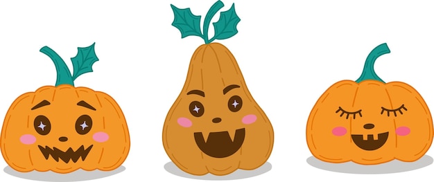 Ilustração vetorial de um conjunto de abóboras o principal símbolo do feliz feriado de halloween