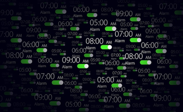 Vetor ilustração vetorial de um conjunto de ícones de informação com uma imagem da hora do alarme