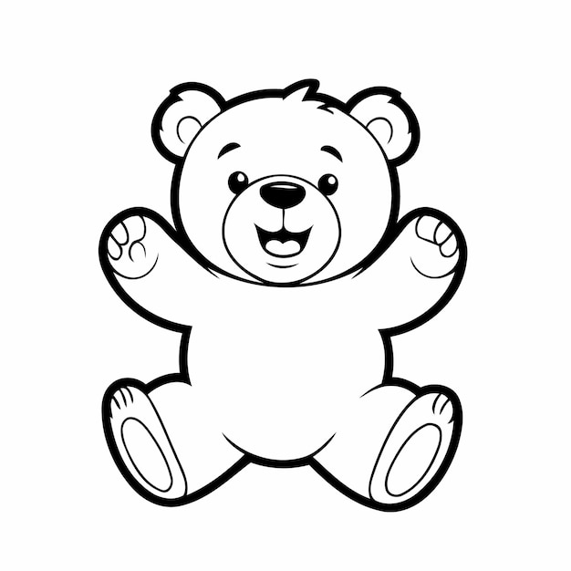 Vetor ilustração vetorial de um desenho de urso bonito para página de coloração