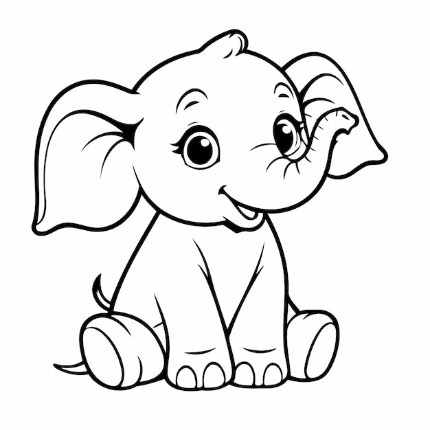 Ilustração vetorial de um elefante bonito para crianças para colorir