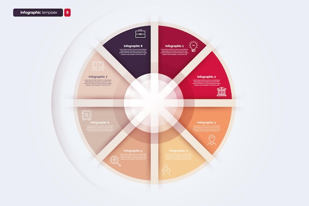 Vetor ilustração vetorial de um gráfico infográfico de oito ciclos de opções