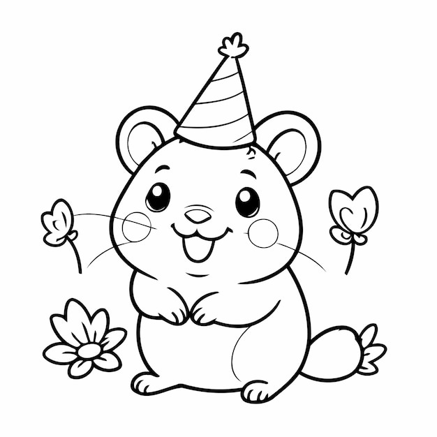 Ilustração vetorial de um hamster bonito desenhado à mão para crianças pequenas