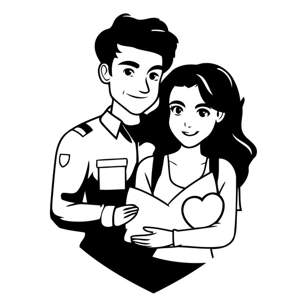 Vetor ilustração vetorial de um homem e uma mulher apaixonados dia dos namorados