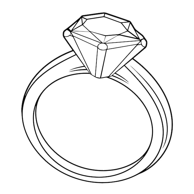 Vetor ilustração vetorial de um ícone de contorno de anel de diamante ideal para projetos de engajamento