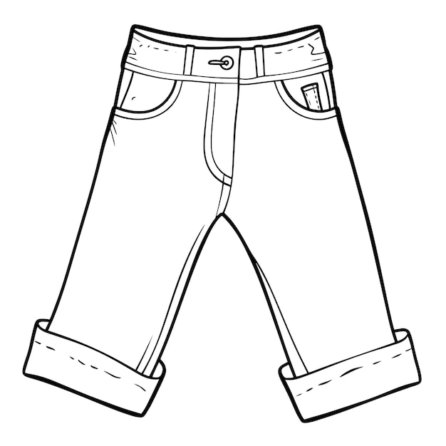 Ilustração vetorial de um ícone de contorno de calça minimalista ideal para roupas