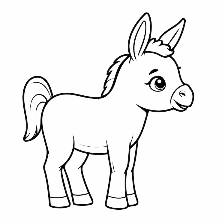 Vetor ilustração vetorial de um lindo jumentinho para crianças página de coloração