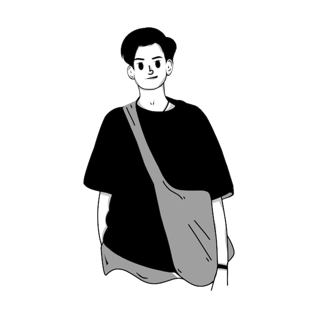 Ilustração vetorial de um menino com um saco de estilingue
