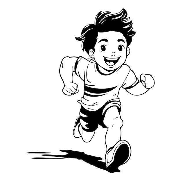 Vetor ilustração vetorial de um menino correndo em um fundo azul conceito esportivo