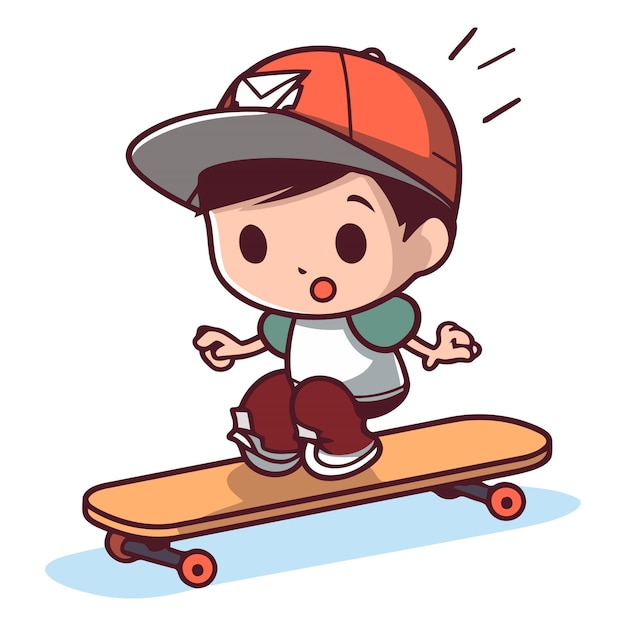 Vetor ilustração vetorial de um menino montando um skate