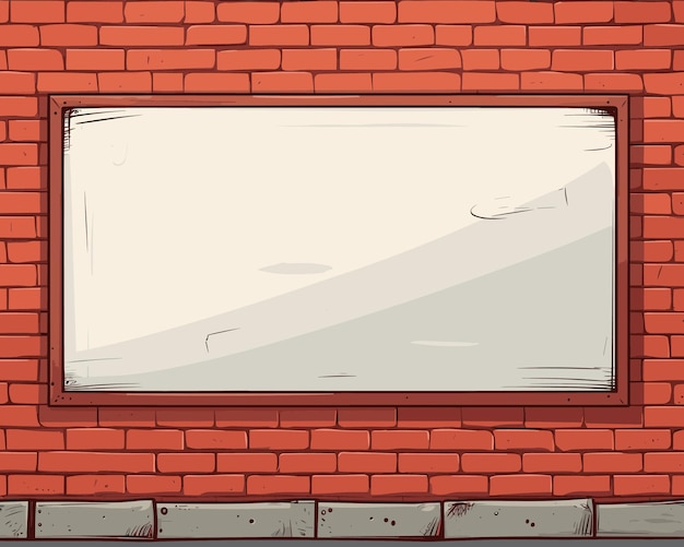 Ilustração vetorial de um modelo de outdoor em branco na frente de uma parede feita de tijolos vermelhos