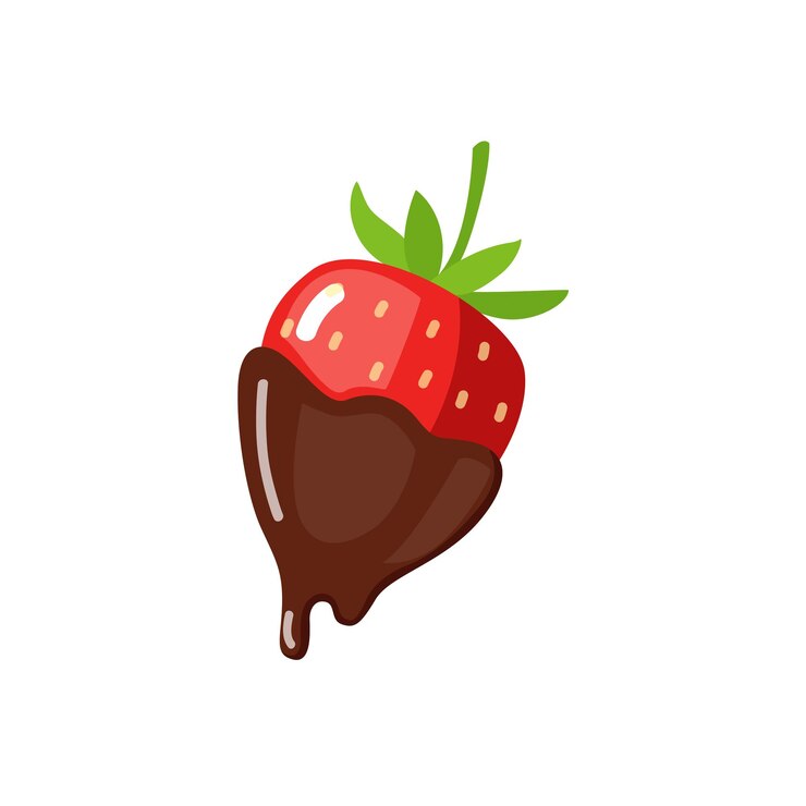 Vetor ilustração vetorial de um morango suculento mergulhado em chocolate rico uma sobremesa deliciosa e doce
