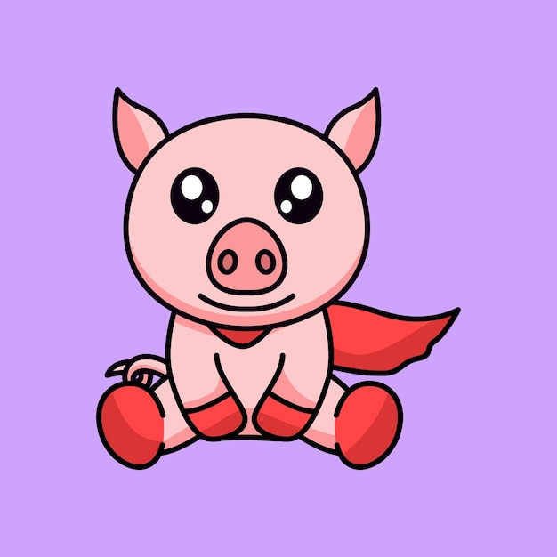 ilustração vetorial de um porco fofo e gordo
