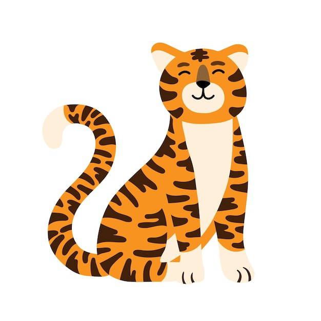 Ilustração vetorial de um tigre listrado de gengibre animais selvagens e fauna tema gato selva mascote mamífero selvagem