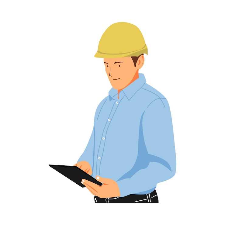 Ilustração vetorial de um trabalhador da construção civil