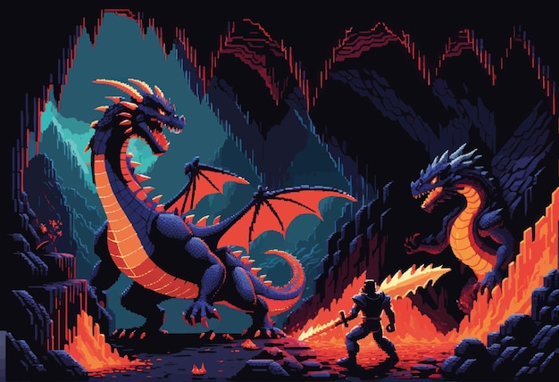 Vetor ilustração vetorial de uma batalha de fantasia com dragão ilustração vectorial de uma batalha fantástica com drag