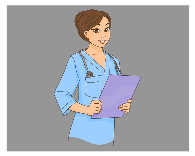 Ilustração vetorial de uma bela médica