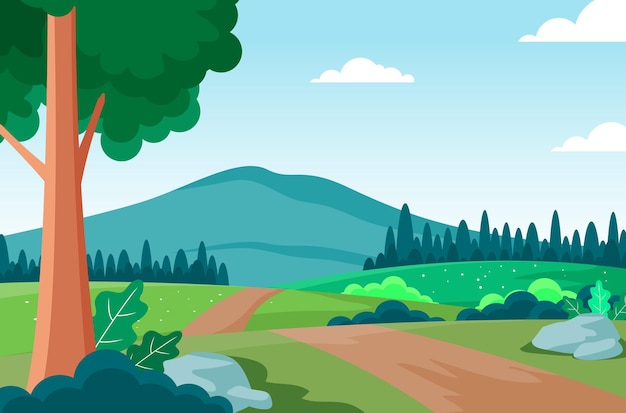 Ilustração vetorial de uma bela paisagem de verão