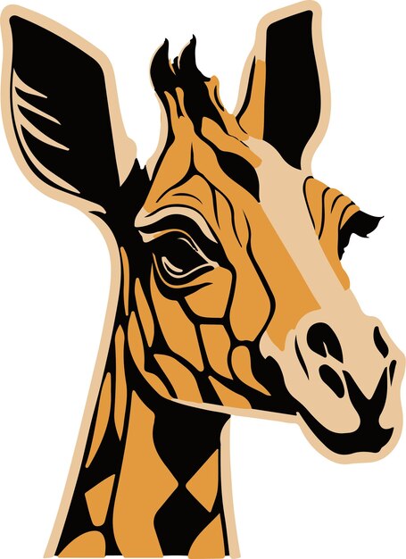 Ilustração vetorial de uma cabeça de girafa para logotipo símbolo adesivo tatuagem camiseta design simples plano