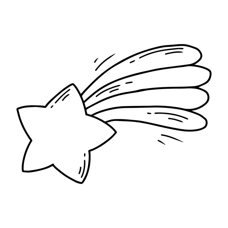 Vetor ilustração vetorial de uma estrela cadente a estrela está voando no estilo doodle
