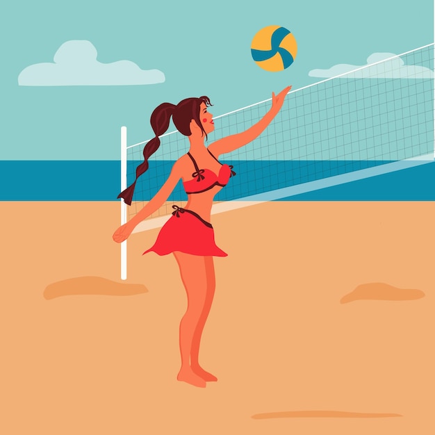 Pessoas Que Se Divertem Jogando Vôlei Na Ilustração Vetorial De Praia.  Esporte Ativo De Praia. Royalty Free SVG, Cliparts, Vetores, e Ilustrações  Stock. Image 84579091