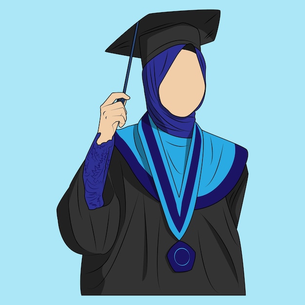 Vetor ilustração vetorial de uma jovem vestindo um hijab vestida para a formatura