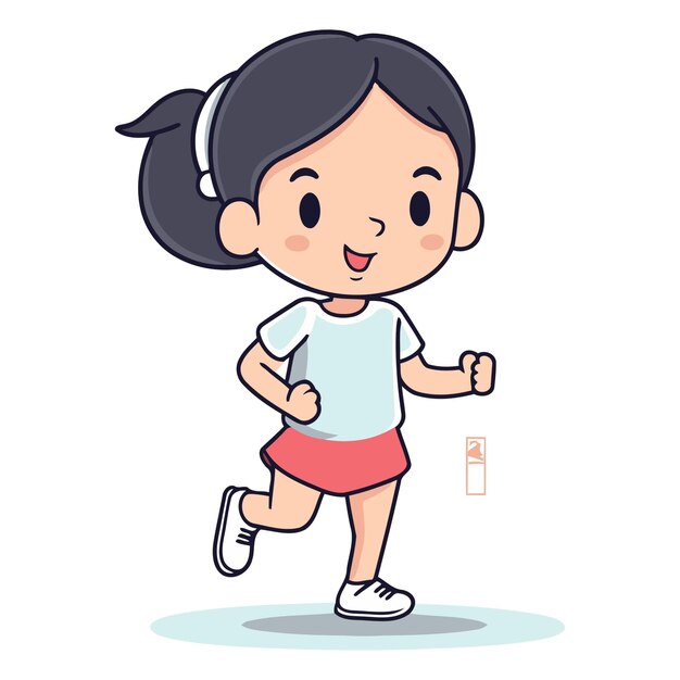Vetor ilustração vetorial de uma menina correndo uma menina de desenho animado jogando